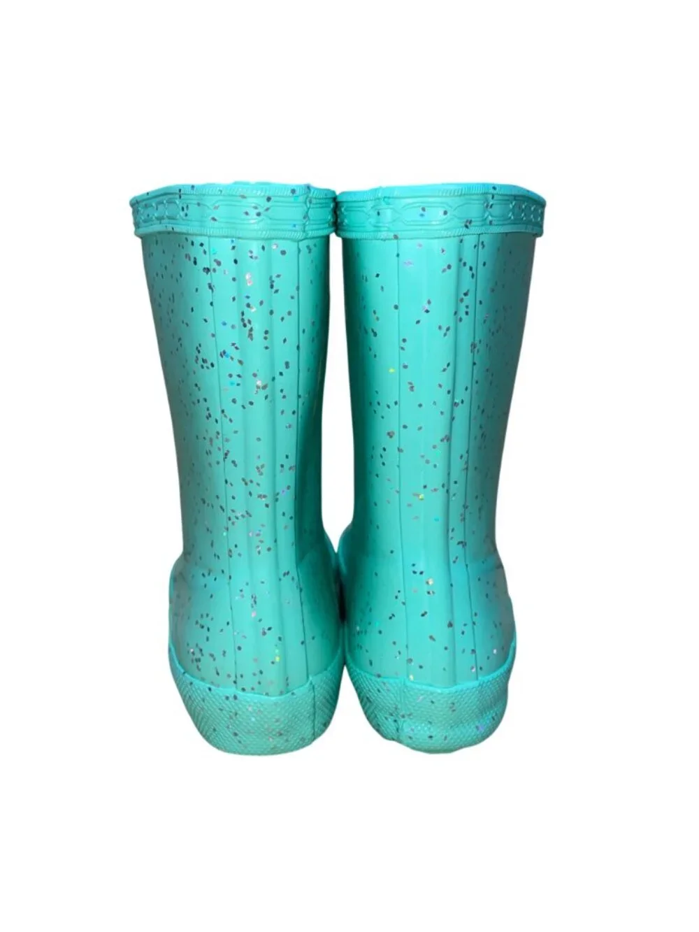 Hunter Kids Teal Rubber Glitter Waterproof Rain Boots Size US 6/7